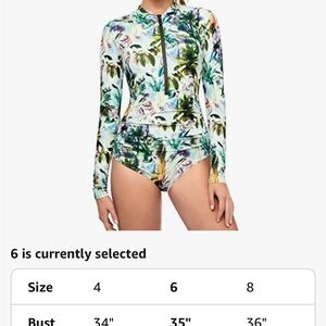 Tropical Print Long Sleeve Swimsuit